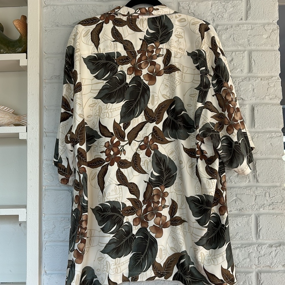 Burma and Bibas 100% Silk Hawaiian Tribal Print Short Sleeve Shirt Size XL - Picture 6 of 7